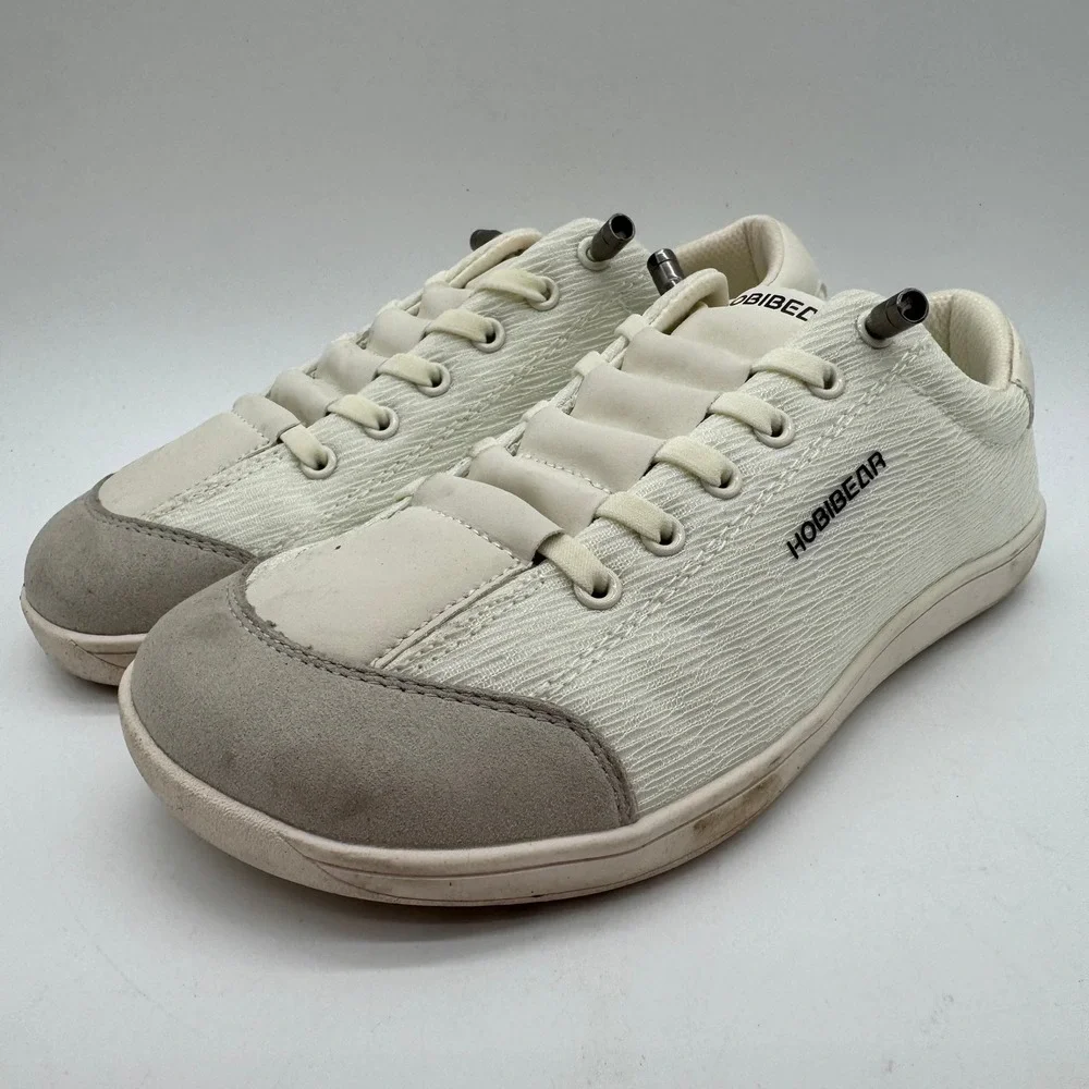 Hobibear Barefoot Shoes Men 7.5 Women 9 Minimalist Wide Toe Box Sneakers Cream